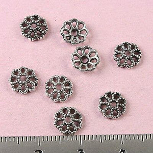 80pcs Tibetan silver color 7mm hollow flower design bead caps h1703