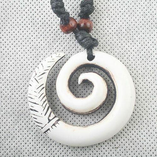 1pc Tail design Imitate with wooden beads Pendant Necklace C821