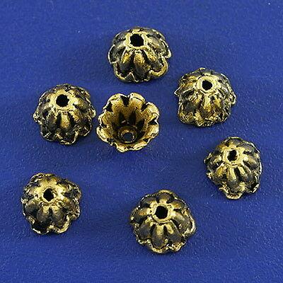 80pcs dark gold tone flower bead cap h3011