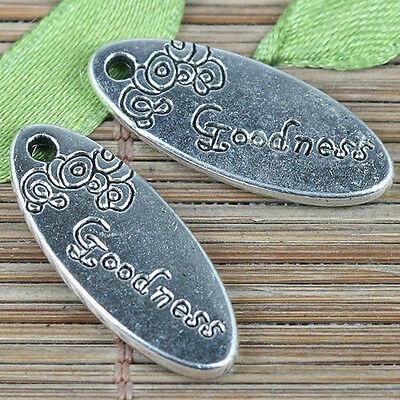 8pcs tibetan silver color oval flower Goodness charms EF0350