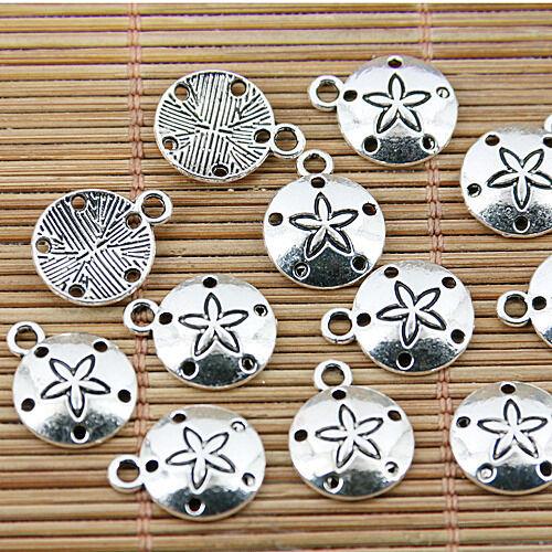 28pcs tibetan sivler tone 12mm round with holes charms EF1575