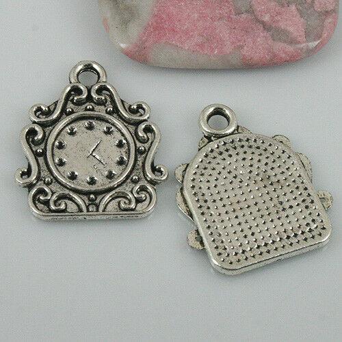 4Pcs tibetan silver color clock design charms EF0509