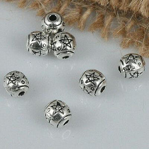 40pcs tibetan silver tone 5mm star patterns spacer beads H1934