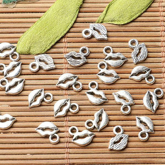 Tibetan silver plated little lip charm pendants  380pcs  EF3539