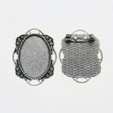 Lote de 2 cabujón ovalado de color plata tibetana de 25 x 35/25 x 18 mm, 30 x 40 mm y 13 x 18 mm, con diseño de broche.