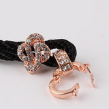 Black Color Necklace Cord Knot Rhinestones Bail Link Clasp   1pc CL15