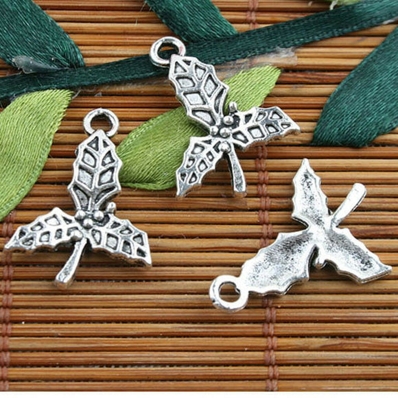 Alloy metal Tibetan Silver color leaves charms 20pcs EF0109