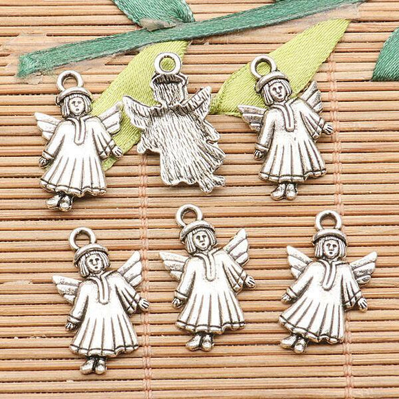 10pcs tibetan silver color angel design charms EF2589