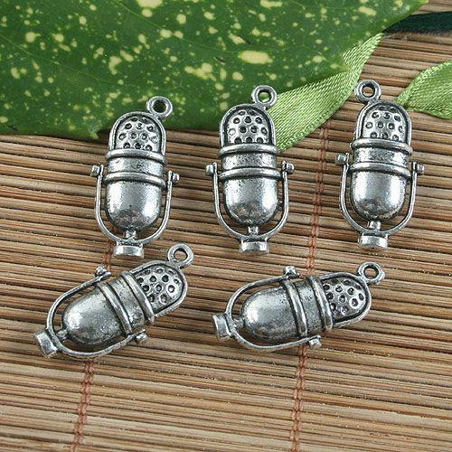 10pcs tibetan  silver color two sides Microphone design CHARMS G1194