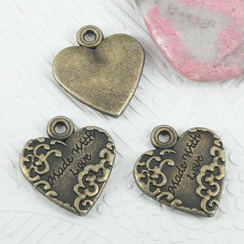 8pcs antiqued bronze color pattern heart Love design charms EF0901