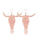 Fashion Jewelry Hook Earring Cute Cow Head sequins Leather earrings