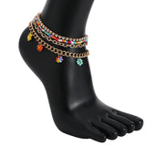 Fashion Jewelry Colorfull Floral measle Diamond anklets 4pcs /set