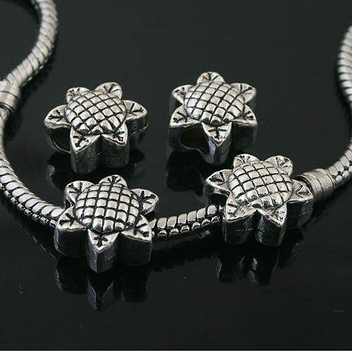 10pcs Tibetan Silver 2sided sunflower spacer Beads Fit Bracelet l0102