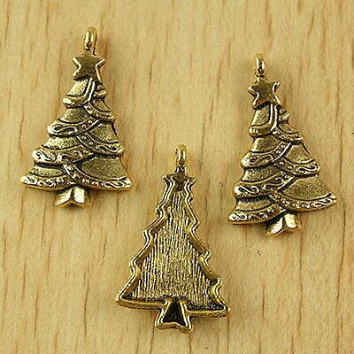 10pcs dark gold-tone christmas tree charms h2354