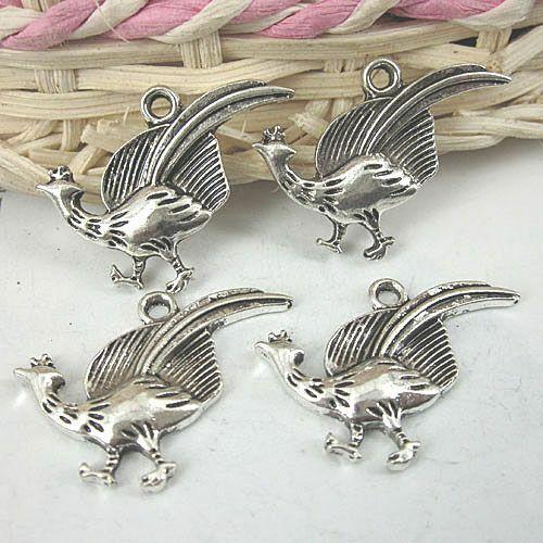 14pcs antiqued silver peafowl charms/pendants G352
