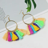 Fashion Bohemian Earrings Hook Tassel Fringe Boho Dangle Earrings Jewelry 1 Pair