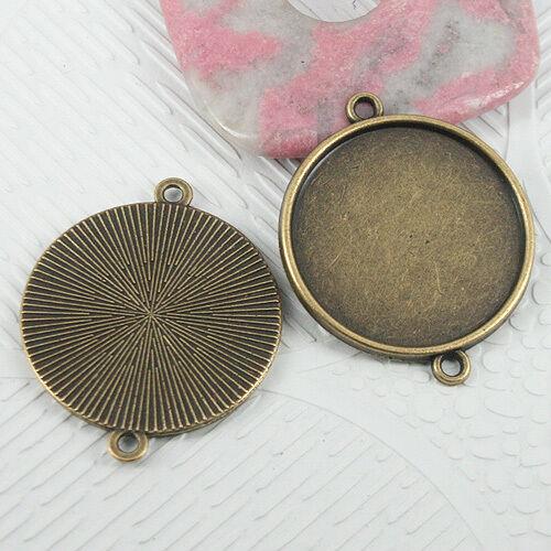 6pcs antiqued bronze round shaped cabochon settings connector EF0756