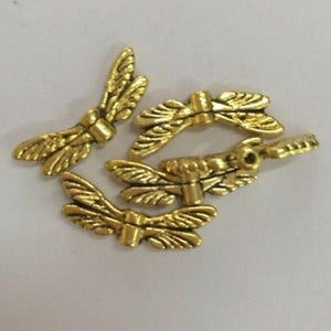 30pcs dark gold color crafted 2sided wings  spacer beads  h0643