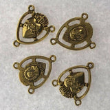 Three-colors to pick religious portrait heart connector  for jewerly making h3101 h3101-G h0014