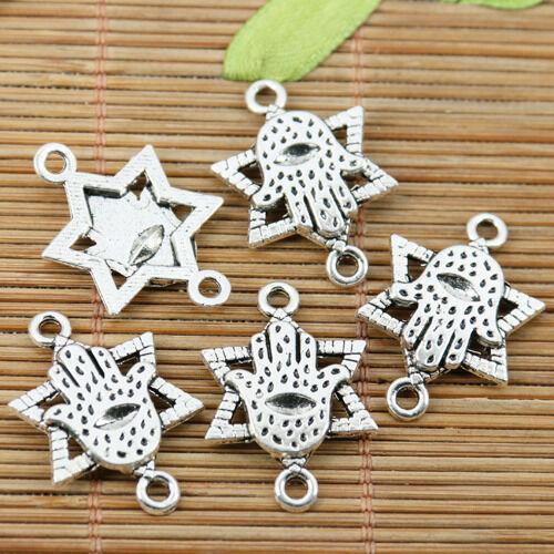 12pcs Tibetan silver 2holes hexagram hand connectors EF2073