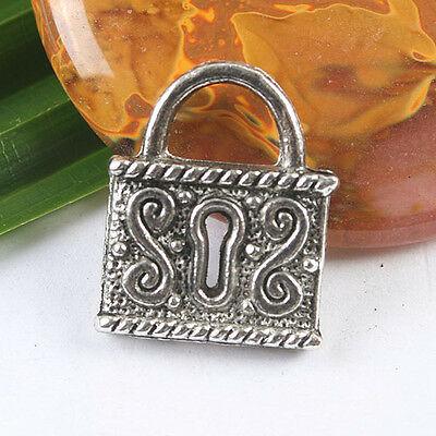 6pcs dark silver tone lock charm h3407