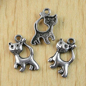 16pcs Tibetan Silver cute cat Charms Findings H1024