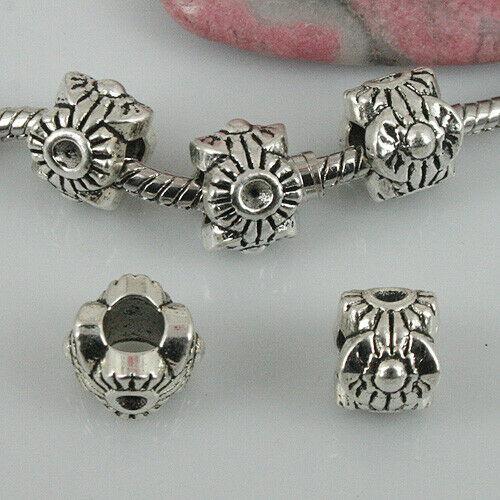 8pcs tibetan silver color flower Loose bead fit bracelet EF0472