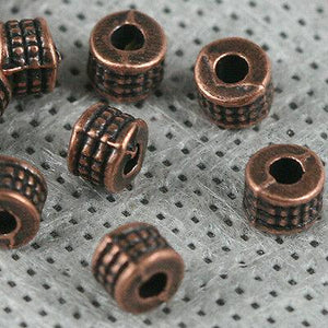 70pcs copper-tone studded columniform beads h1802