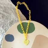 Jewelry Necklace Love Heart pendant Candy Color Chains multilayer Necklace