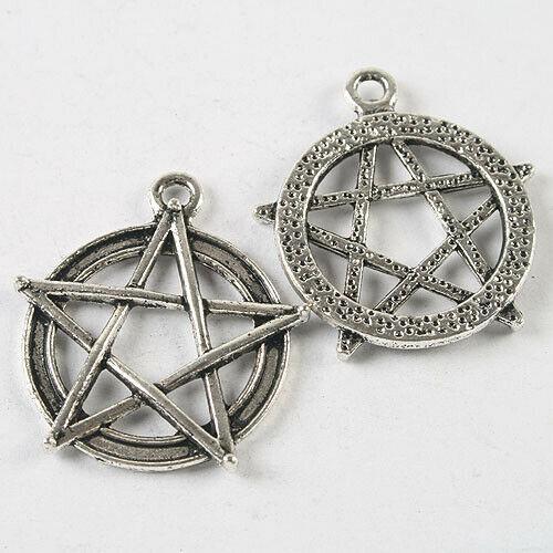 6pcs dark silver tone star pendant charm h3707