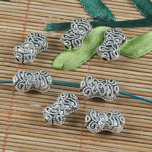 8pcs tibetan  silver color 2sided pattern spacer beads G1160