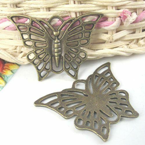 6pcs antiqued bronze butterflies charms/pendants G344