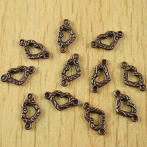 40pcs copper tone  heart technics connectors h1930