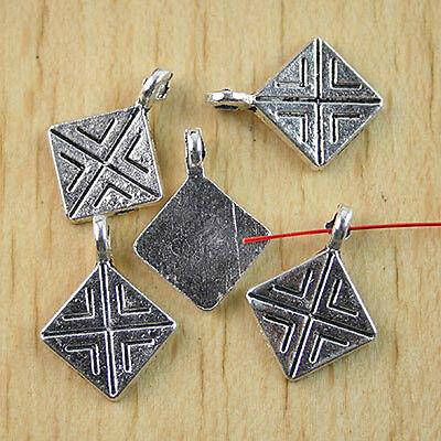 30pcs Tibetan silver square drops charm h0980