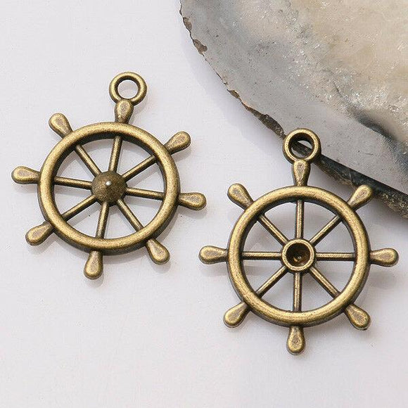 8pcs antiqued bronze color rudder  design  charms  EF3390