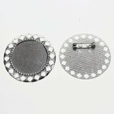 2pcs/lot Tibetan silver color ROUND shaped 30mm cabochon settings brooch design