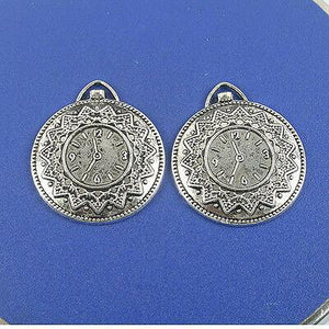 4pcs Tibetan silver clock design charm pendant h0718