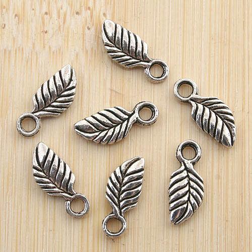 30pcs antiqued silver little leaf pendant G1257