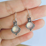 Fashion Jewelry Hook Earring moonstone Round Earring Retro Earring