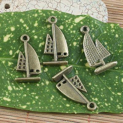 10pcs antiqued bronze sailing boat pendant charm G1059