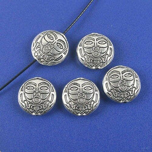7pcs Tibetan silver round two sides pattern spacer bead h0824