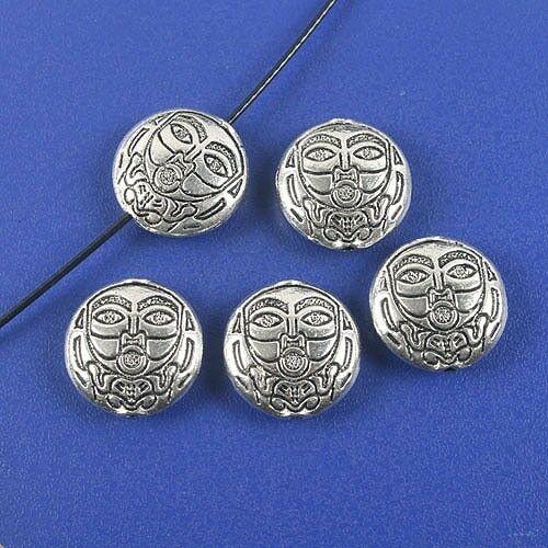 7pcs Tibetan silver round two sides pattern spacer bead h0824