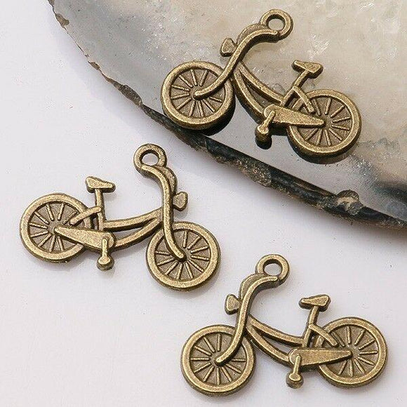 14pcs antiqued bronze bicycle pendant charm G724