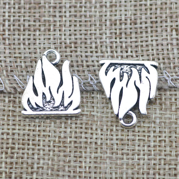 10 Piece 16*18mm Mixed Alloy Antique Silver Color Bonfire Charms Bracelet Keychain Pendant Accessory For DIY Jewelry Making