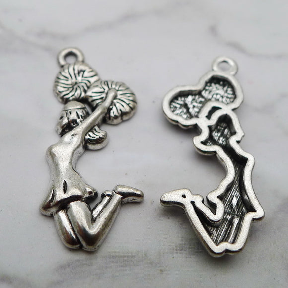 10 Pieces 13*32mm Antique Silver Color Mixed Alloy Cheerleader Girls Charms Bracelet Accessory For DIY Jewelry Making