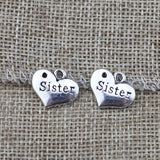 10 Pieces 13x16mm Antique Silver Color Sister Heart-shaped Charms DIY Jewelry for Necklace