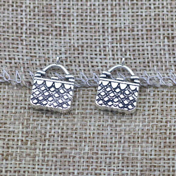 10 Pieces 14*18mm Mixed Alloy Antique Silver Color Lady's Handbag Charms Bracelet Pendant Accessory For DIY Jewelry Making