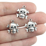 10 Pieces 17*18mm Newest Style Alloy Antique Silver Color Skull Wicca Charms Pendant Accessory For DIY Jewelry Making