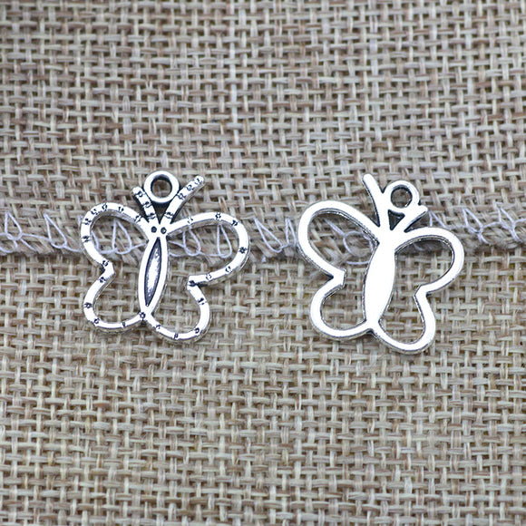10 Pieces 19*20mm Alloy Hollow  Butterfly Charms Antique Silver Color  DIY Making Necklace Bracelet Jewelry Pendant Accessory