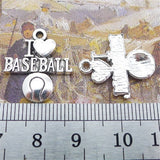 10 Pieces 19x22mm Antique Silver Color Love Baseball Charms for DIY Necklace Jewelry Making